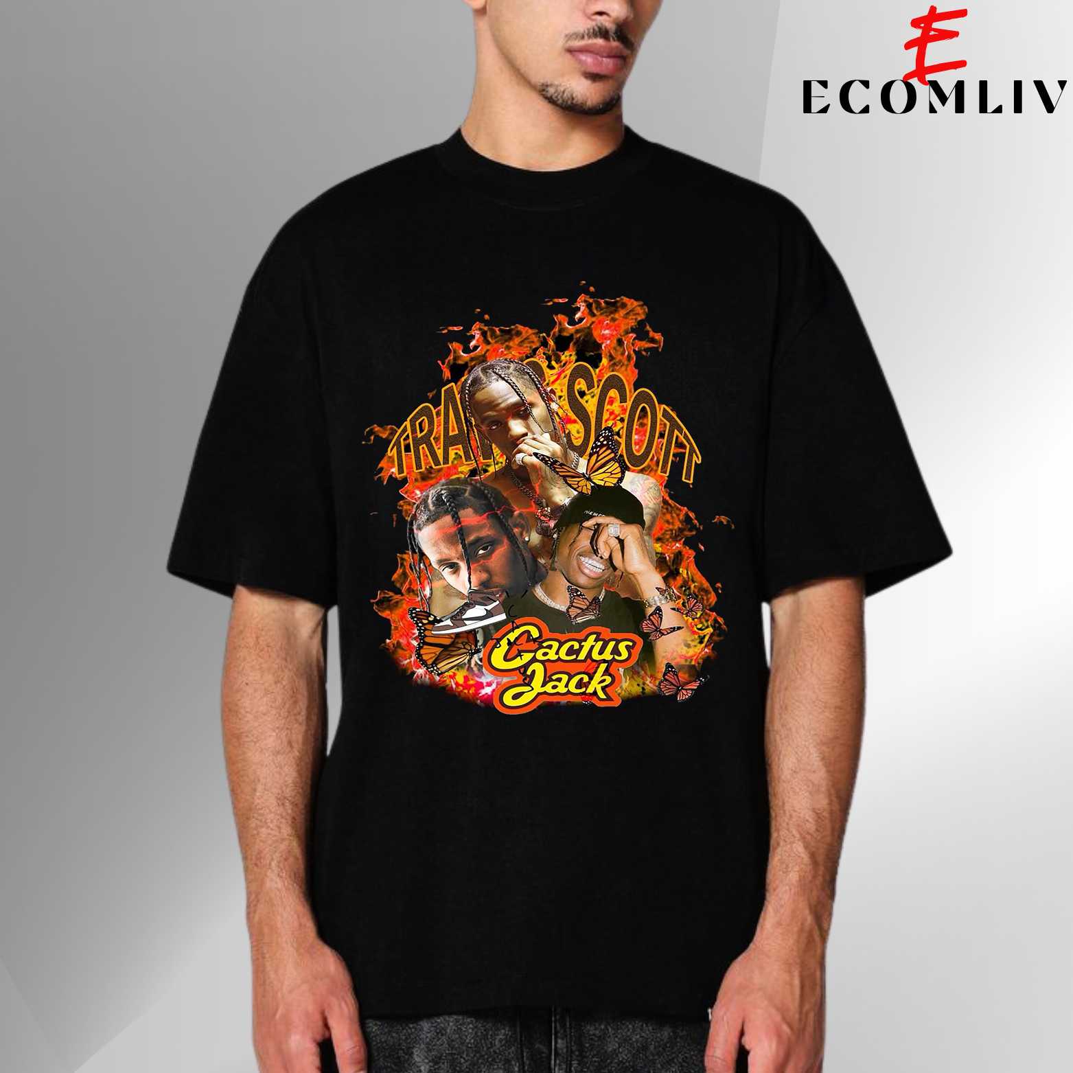 Travis Scott Graphic Oversized Tee, Unisex Streetwear Merch, Hip Hop Gift Apparel